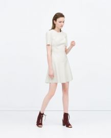 Faux Leather Dress with Layered Skirt at Zara