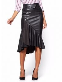 Faux-Leather Flounced Skirt by New York Company at NY&C