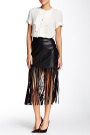 Faux Leather Fringe Skirt by Vakko at Nordstrom Rack