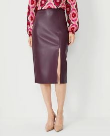 Faux Leather Front Slit Pencil Skirt at Ann Taylor