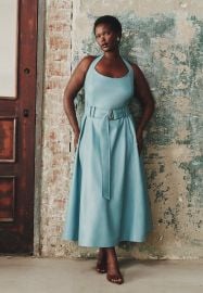 Faux Leather Halter Midi Dress at Eloquii