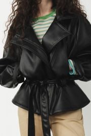 Faux Leather Jacket With Belt at Zara