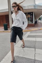 Faux Leather Long Shorts at Zara