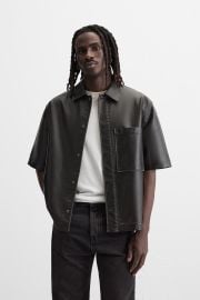 Faux Leather Overshirt at Zara