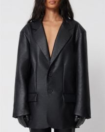 Faux Leather Oversized Blazer Black Khy at KHY