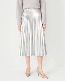 Faux Leather Pleated Midi Skirt at Ann Taylor