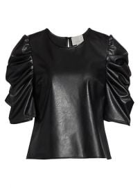 Faux Leather Puff Sleeve Top by Cinq a Sept at Saks Fifth Avenue