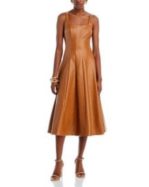 Faux Leather Seamed Swing Dress at Bloomingdales