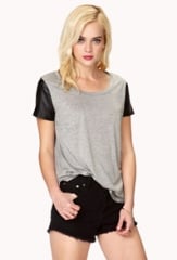 Faux Leather Sleeve Tee at Forever 21