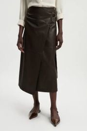 Faux Leather Tie Detail Wrap Midi Skirt at Pretty Little Thing