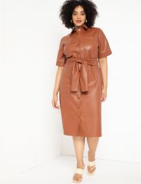 Faux Leather Trench Dress at Eloquii