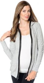 Faux Leather Trim Hoodie at A Pea in the Pod