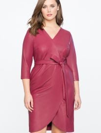 Faux Leather Wrap Dress by Eloquii at Eloquii