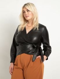 Faux Leather Wrap Top  Women39s Plus Size Tops at ELOQUII