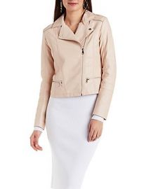 Faux Leather Zipper Trim Moto Jacket at Charlotte Russe