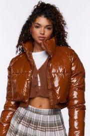 Faux Patent Leather Puffer Jacket at Forever 21