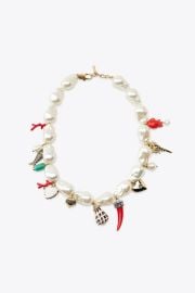 Faux Pearl Charm Necklace at Zara
