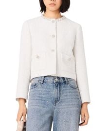 Faux Pearl Trim Tweed Jacket at Bloomingdales