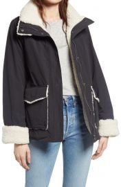 Faux Shearling & Cotton Blend Barn Jacket at Nordstrom