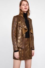 Faux Suede Animal Print Jacket at Zara