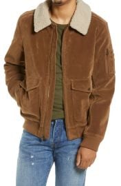 Faux Suede Aviator Bomber Jacket with Removable Faux Shearling Collar at Nordstrom