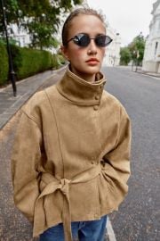 Faux Suede Belted Jacket at Zara