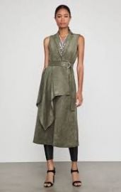  Faux Suede Drape Front Long Vest at Bcbgmaxazria