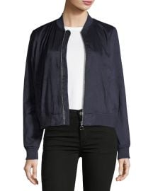 Faux-Suede Embroidered Bomber Jacket at Last Call