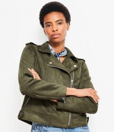Faux Suede Moto Jacket at Loft