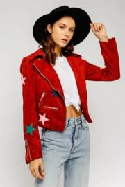 Faux Suede Star Moto Jacket Trscool at Trscool