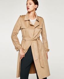 Faux Suede Trench Coat at Zara