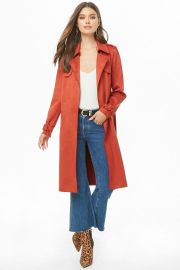 Faux Suede Trench Coat by Forever 21 at Forever 21