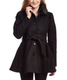 Faux fur collar coat at Zulily