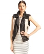 Faux leather motorcycle vest by Bar III at Macys