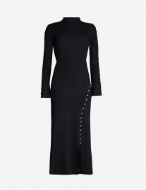 Faux pearl-embellished high-neck knitted midi dress at Selfridges