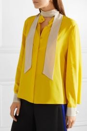 Faux pearl-embellished silk crepe de chine blouse by Fendi at Net A Porter