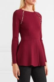 Faux pearl-embellished stretch-knit top by Lela Rose at Net A Porter