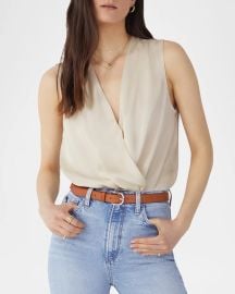 Favorite Daughter Date Satin Surplice Bodysuit at Neiman Marcus