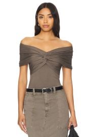 Favorite Daughter Off Shoulder Twisted Front Top In Kalamata at Revolve