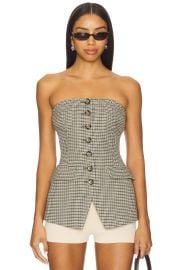 Favorite Daughter Phoebe Bustier Top In Chesire Houndstooth at Revolve