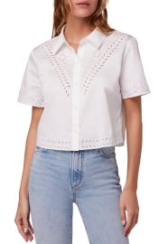 Favorite Daughter The Broderie Stretch Cotton Shirt in White  at Nordstrom