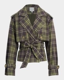 Favorite Daughter The Cropped Charles Countryside Plaid Trench Coat at Neiman Marcus