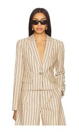 Favorite Daughter The Miranda Blazer In Beige Navy Stripe at Revolve