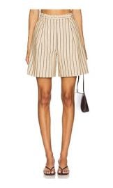 Favorite Daughter The Miranda Short In Beige Navy Stripe at Revolve