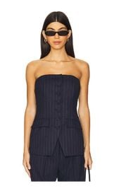 Favorite Daughter The Phoebe Bustier In Navy Pinstripe at Revolve