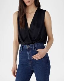 Favorite Daughter The Sleeveless Date Satin Bodysuit at Neiman Marcus