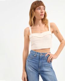 Faxon Jacquard Crop Top in White at Veronica Beard