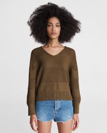 Faye Stripe V-Neck Sweater at Rag and Bone