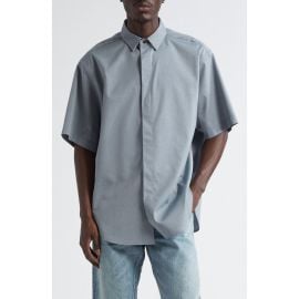 Fear of God Short Sleeve Cotton & Wool Stretch Oxford Button-Up Shirt at Nordstrom