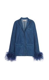 Feather Cuff Chambray Denim Shirt By Valentino at Moda Operandi